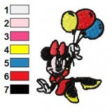 Minnie Mouse with Baloons Embroidery Design